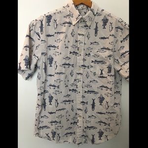 Men’s Fish Button Down Short Sleeve Shirt